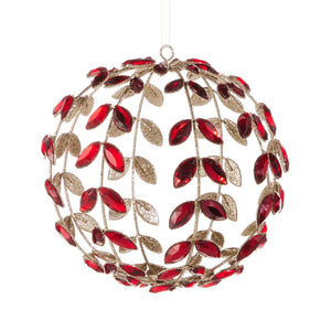 Red Jeweled Vine Ball Ornament