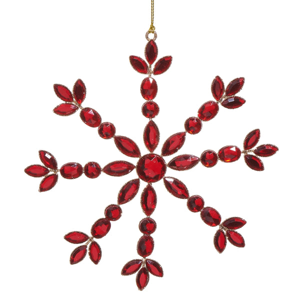 Red Jeweled Snowflake Ornament