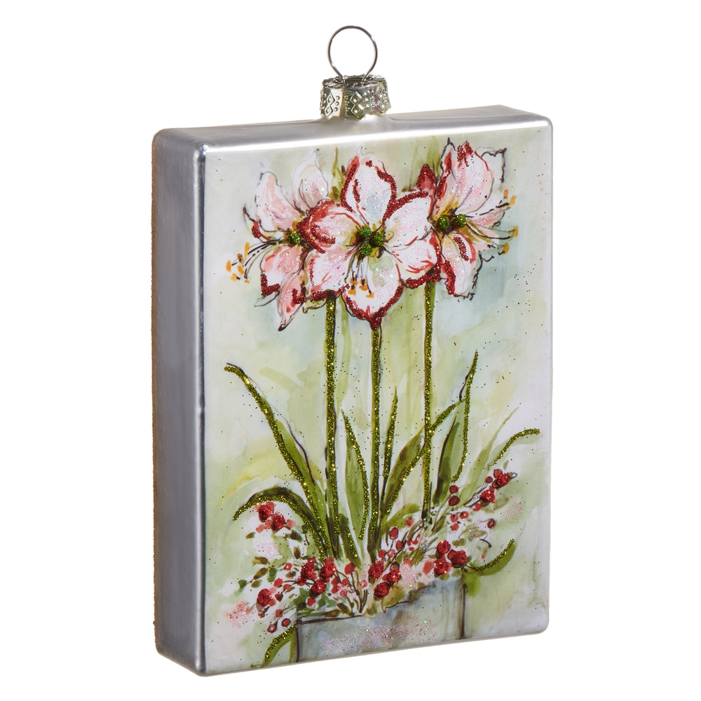 Watercolor Holiday Amaryllis Rectangle Ornament