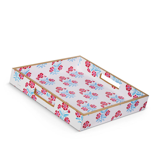 Red Mughal Floral Tray