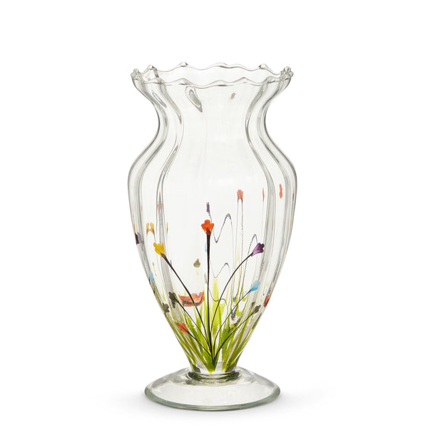 8.5" Floral Glass Vase