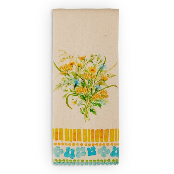 25" Floral Tile Tea Towel