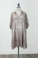 Metallic Puff Sleeve Mini Dress