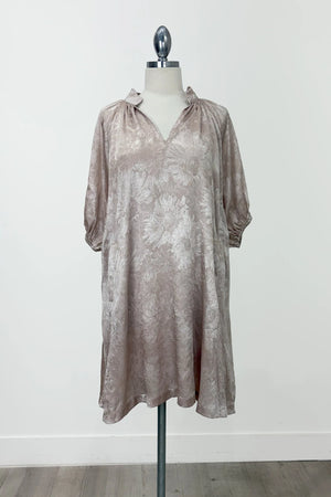 Metallic Puff Sleeve Mini Dress