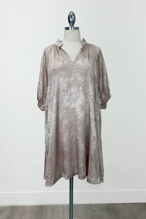 Metallic Puff Sleeve Mini Dress