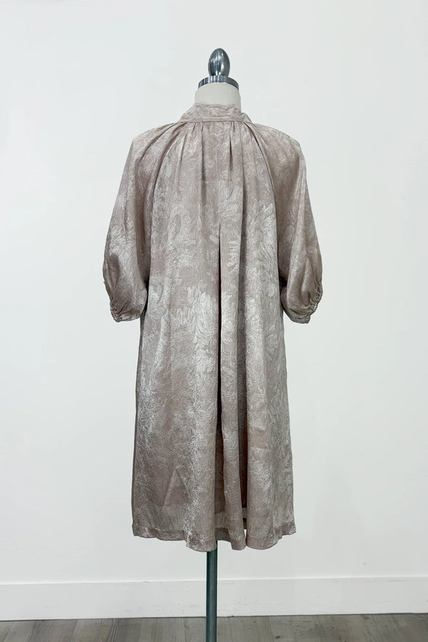 Metallic Puff Sleeve Mini Dress