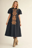 Solid & Applique Midi Dress