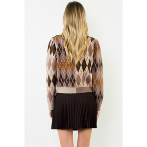Argyle Gold Button Sweater