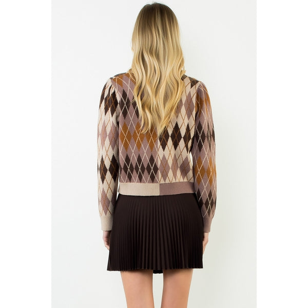 Argyle Gold Button Sweater