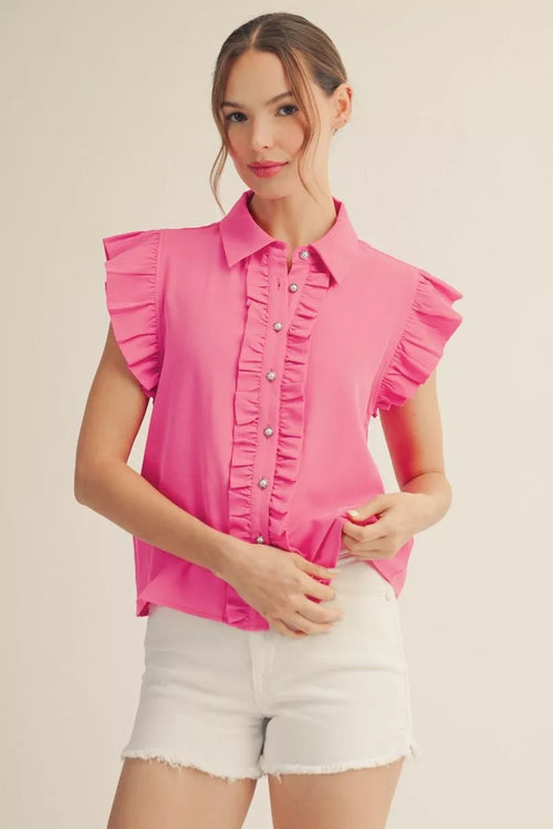 Ruffled Cap Sleeve Top