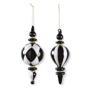Black & White Harlequin Glass Finial Ornament