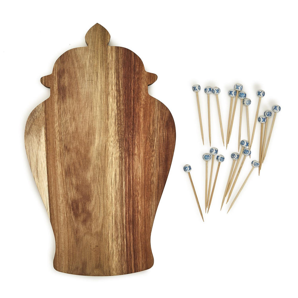 Ginger Jar Board w/ Cocktail Pick