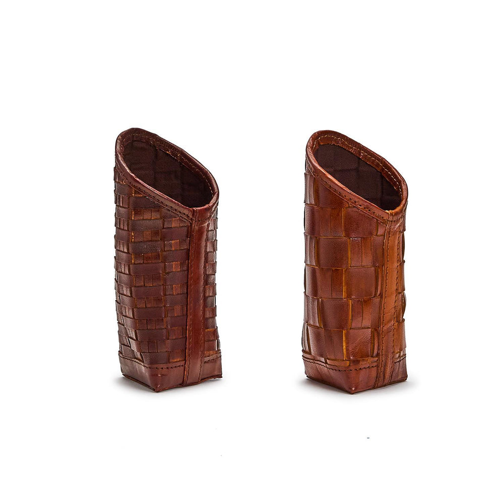 Chestnut Woven Leather Eyeglass/Accessory Holder