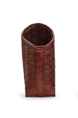 Chestnut Woven Leather Eyeglass/Accessory Holder