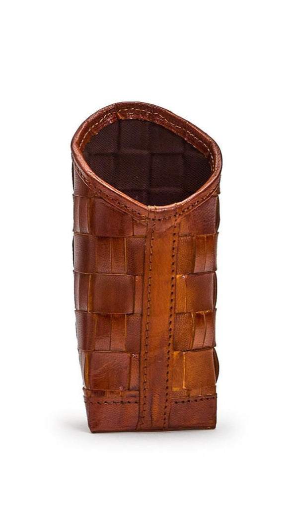 Chestnut Woven Leather Eyeglass/Accessory Holder