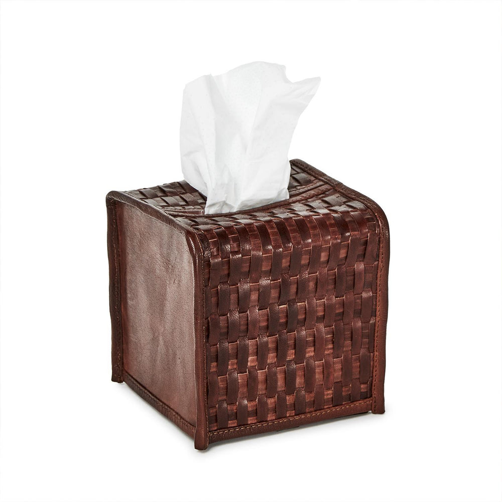 Chestnut Leather Tissue Box Cover