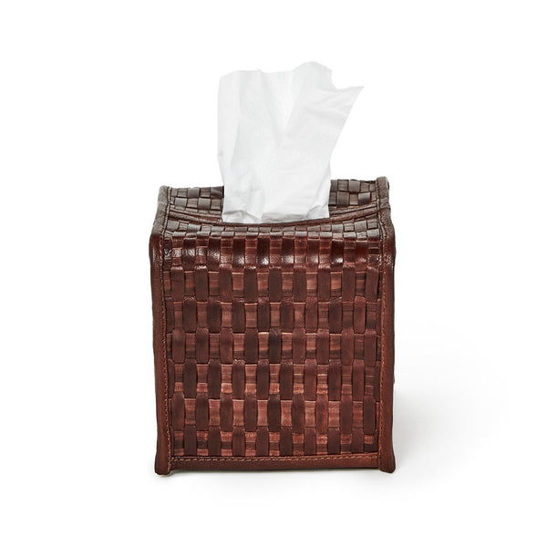 Chestnut Leather Tissue Box Cover
