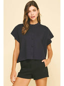 Button Down Cap Sleeve Sweater