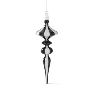Black & White Striped Glass Finial Ornament