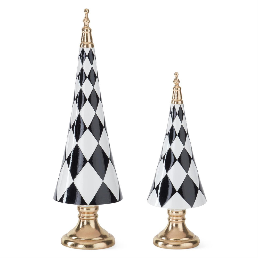 Black & White Harlequin Check Cone Tree