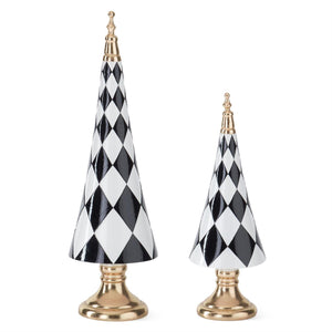 Black & White Harlequin Check Cone Tree