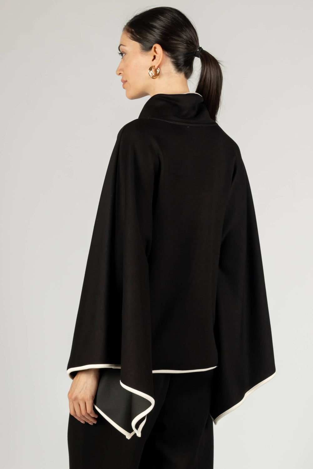 Butter Modal Contrast Cowl Neck Poncho Top