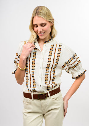 Rows of Embroidery Fall Top