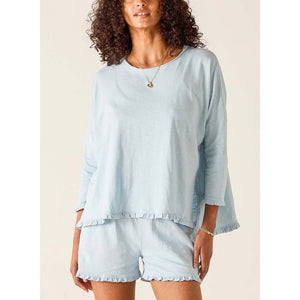 Catalina Ruffle Tee - Niagara Mist