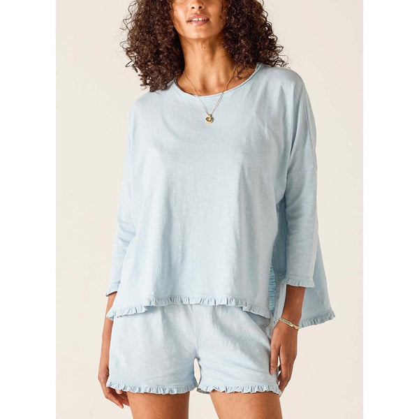 Catalina Ruffle Tee - Niagara Mist