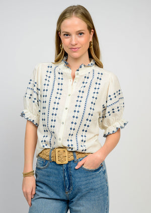 Rows of Embroidery Top