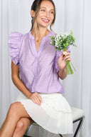 Split Neck Double Flutter Top
