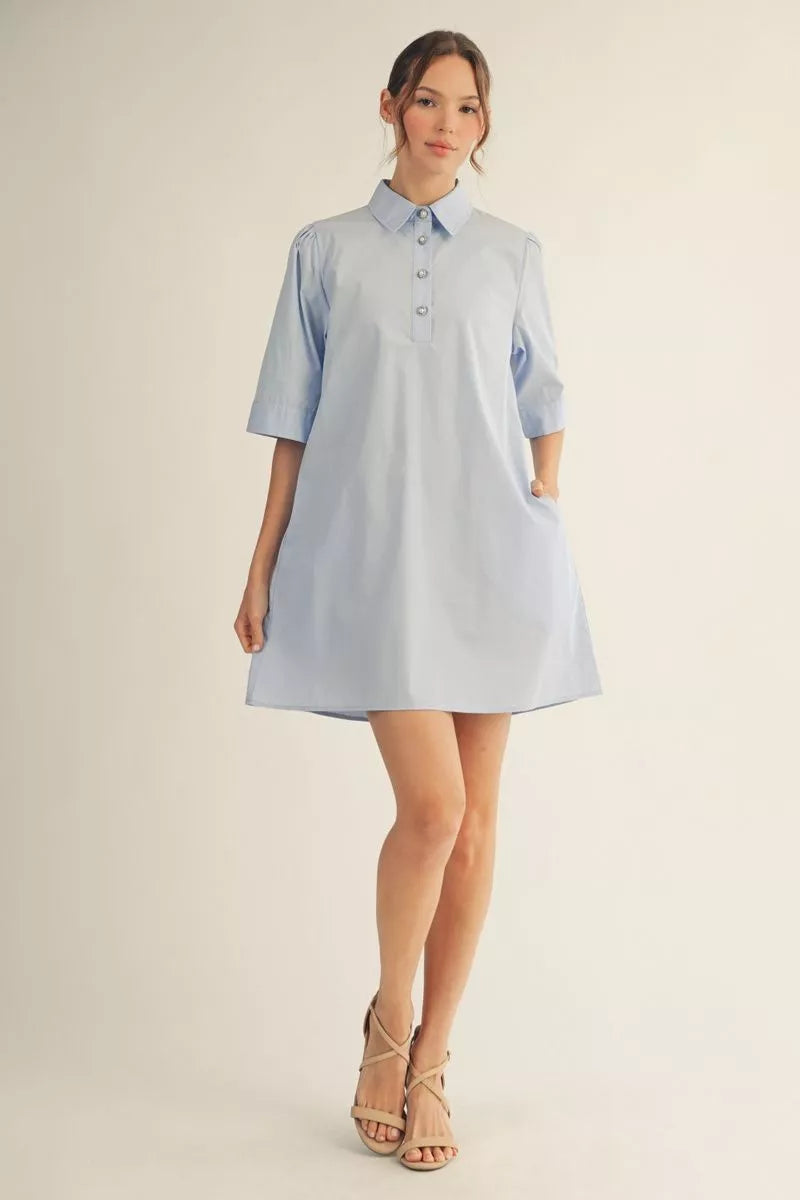 Solid Shift Mini Dress