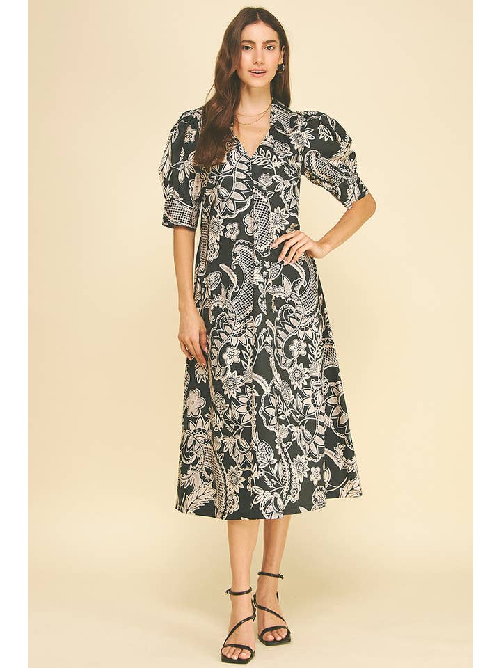 Paisley Floral Midi Dress