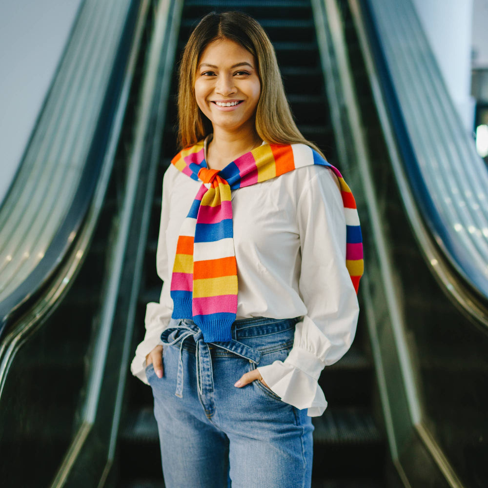 Sorbet Stripes - 17" x 41" Faux Sweater Scarf
