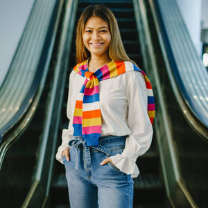 Sorbet Stripes - 17" x 41" Faux Sweater Scarf