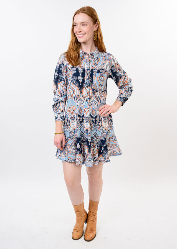 Paisley Flounce Mini Dress