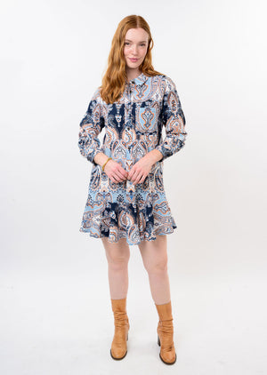 Paisley Flounce Mini Dress