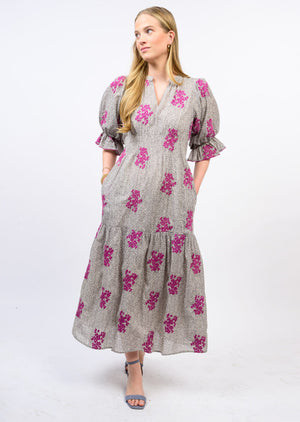 Floral Ditsy Embroidered Maxi Dress