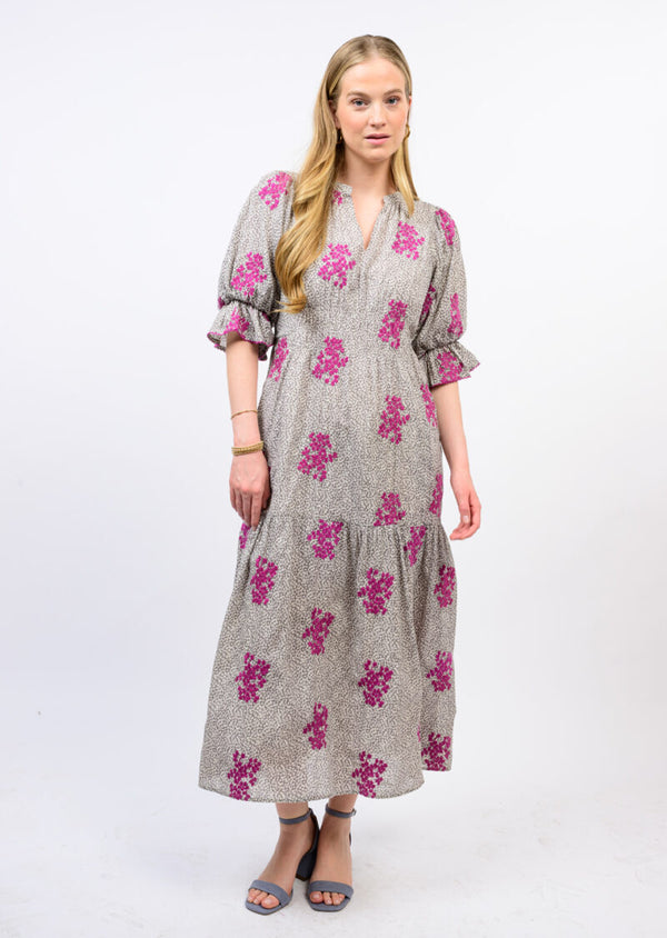 Floral Ditsy Embroidered Maxi Dress