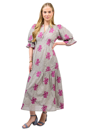 Floral Ditsy Embroidered Maxi Dress