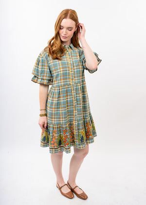Embroidered Flounce Mini Dress