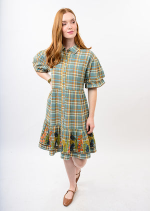 Embroidered Flounce Mini Dress