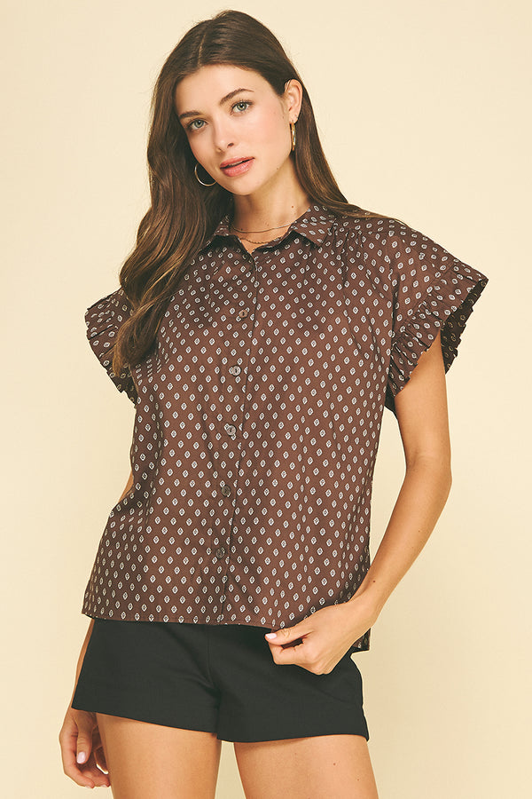 Geometric Diamond Print Top