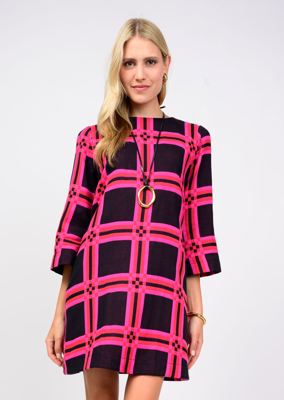 Plaid Shift Mini Dress