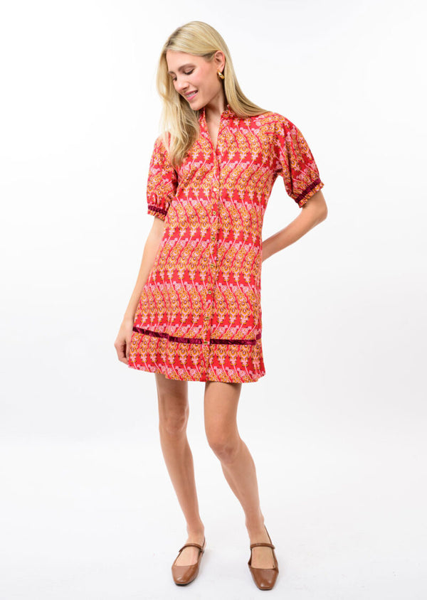 Velvet Ribbon Trimmed Mini Dress