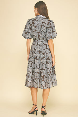 Floral Button Down Tiered Midi Dress