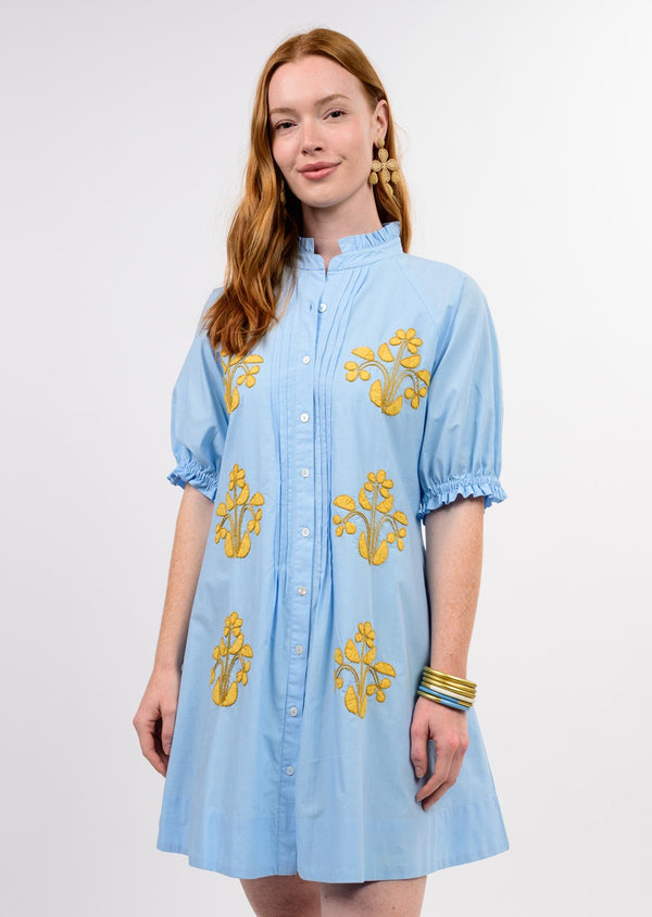 Blocked Embroidery Mini Dress