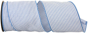 Seersucker Stripe Wired Edge Ribbon 4"