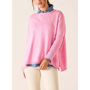 Catalina Cotton Crewneck Sweater - Flamingo