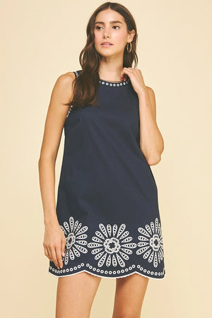 Floral Embroidered Mini Dress